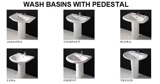 WASH BASINS WITH PEDESTAL